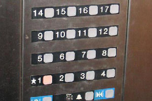 Image of elevator button panel with no 13th floor