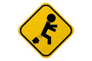 Image of road sign depicting man farting